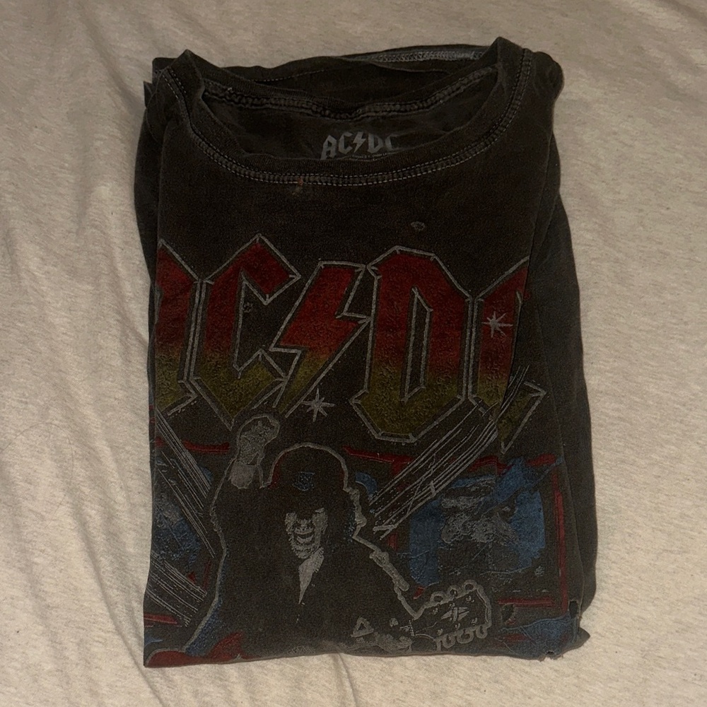 AC/DC Distressed Black Graphic Tee - Oversized Fit
